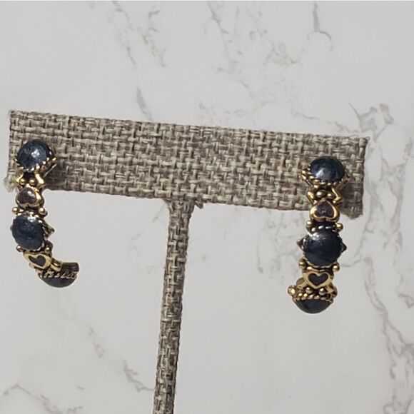 HALF-HOOP Resin Embellished Goldtone Earrings - Picture 2 of 6